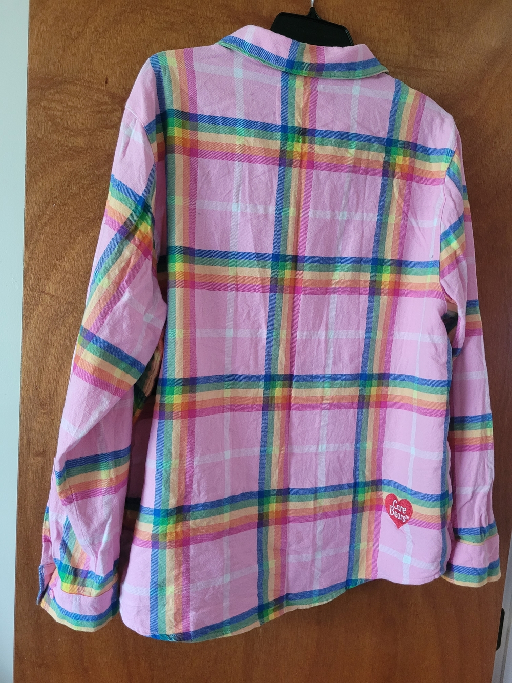 Care Bears x cakeworthy Pink Rainbow Plaid Button-Up Shirt - Picture 5 of 5